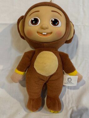CoComelon JJ Monkey Costume Plush Doll 8" Stuffed Animal Jazwares Vinyl Face